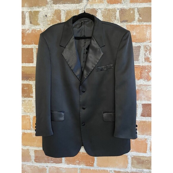 Gino Cappeli Black Long Sleeve Tuxedo Blazer Formal Jacket Men’s size 44R - Picture 3 of 9